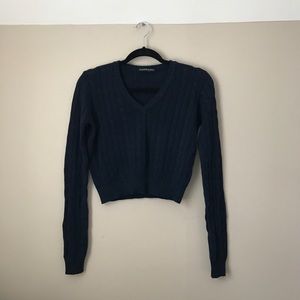 Brandy Melville Cropped Navy Sweater (NWOT)